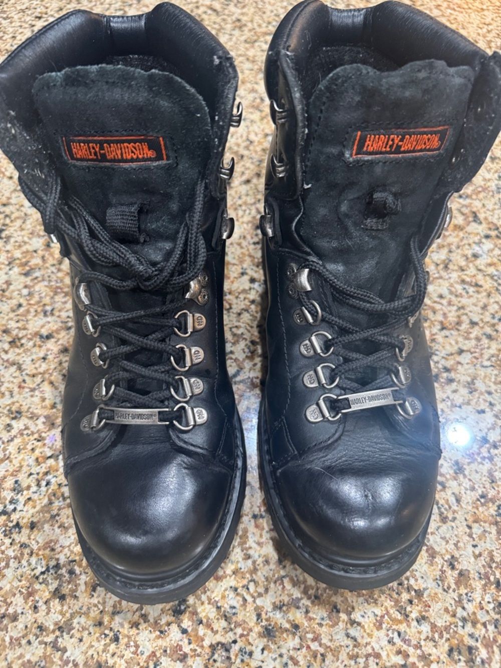 Harley-Davidson Black Leather Lace-Up Motorcycle Boots  dipstick size 8 medium